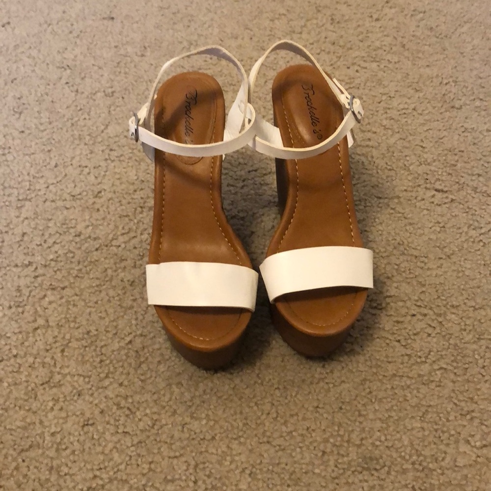 White leather wedges